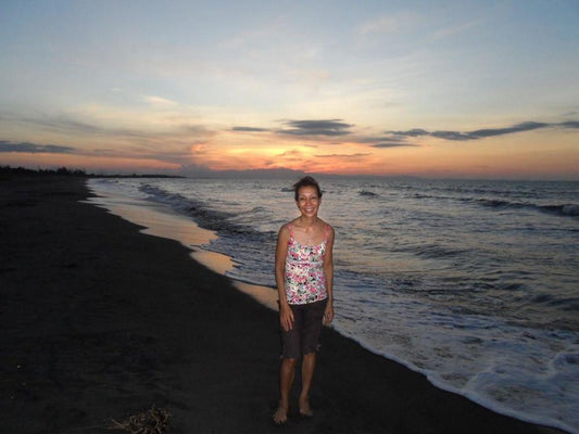 Artist Victoria Primicias visits Bonuan Beach, Pangasinan, Philippines during sunset.