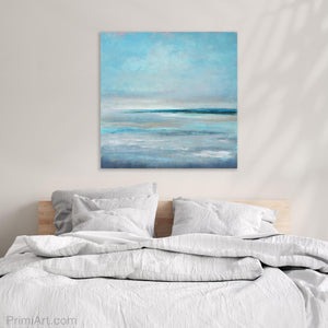 serene abstract seascape above bed