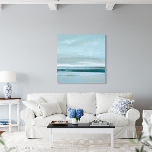square gray abstract landscape in living room