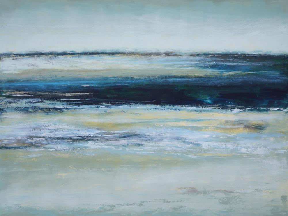 yellow and gray abstract ocean seascape painting