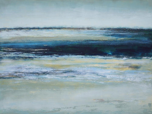 yellow and gray abstract ocean seascape painting