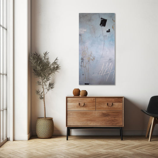 narrow 48x24 abstract artwork in hallway