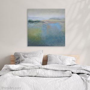 square misty seascape painting 36x36