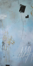 Load image into Gallery viewer, blue neutral tall narrow abstract expressionist painting
