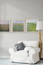 Load image into Gallery viewer, Square abstract coastal wall art &quot;Kelly Corridor,&quot; digital print by Victoria Primicias, decorates the living room.
