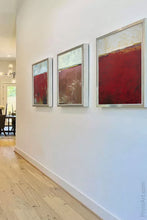 Load image into Gallery viewer, Red abstract landscape art &quot;Scarlet Sound,&quot; printable art by Victoria Primicias, decorates the hallway.
