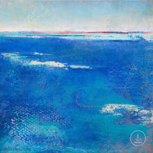 Load image into Gallery viewer, Coastal blue abstract beach art &quot;Aegean Crossing,&quot; downloadable art by Victoria Primicias
