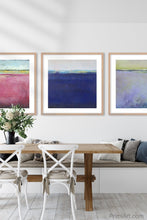 Load image into Gallery viewer, Navy blue abstract beach wall decor &quot;After Hours,&quot; digital download by Victoria Primicias, decorates the dining room.
