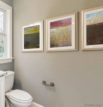 Load image into Gallery viewer, Modern abstract landscape art &quot;Afternoon Delight,&quot; digital download by Victoria Primicias, decorates the bathroom.
