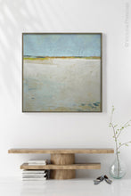 Load image into Gallery viewer, Zen muted abstract ocean art &quot;Alabaster Sands,&quot; digital print by Victoria Primicias, decorates the entryway.
