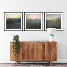 Load image into Gallery viewer, Impressionist abstract beach art &quot;Almost Forgotten,&quot; digital art landscape by Victoria Primicias, decorates the hallway.
