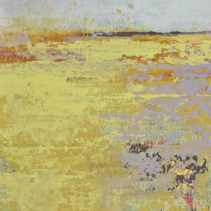 Closeup detail of yellow abstract landscape art "Amalfi Sound," fine art print by Victoria Primicias