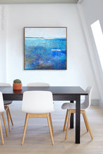 Load image into Gallery viewer, Coastal abstract beach wall decor &quot;Arctic Tidings,&quot; downloadable art by Victoria Primicias, decorates the office.
