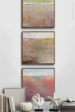 Load image into Gallery viewer, Square abstract landscape art &quot;Azalea Coast,&quot; downloadable art by Victoria Primicias, decorates the entryway.
