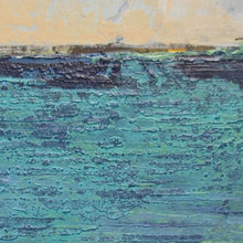 Load image into Gallery viewer, Closeup detail of blue abstract seascape painting&quot;Beryl Basin,&quot; printable wall art by Victoria Primicias
