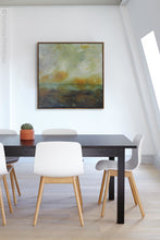 Load image into Gallery viewer, Unique abstract landscape art &quot;Blushing Silence,&quot; digital download by Victoria Primicias, decorates the office.
