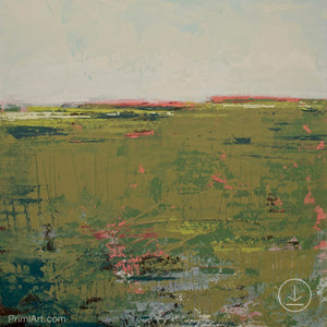 Modern abstract landscape art "Brassy Pastures," downloadable art by Victoria Primicias