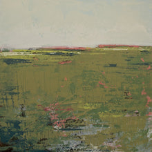 Load image into Gallery viewer, Contemporary abstract landscape art &quot;Brassy Pastures,&quot; metal print by Victoria Primicias
