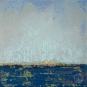 Indigo blue abstract seascape painting "Broken Rules," digital download by Victoria Primicias