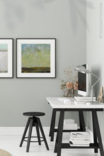 Load image into Gallery viewer, Square abstract landscape art &quot;Canary Winds,&quot; digital print by Victoria Primicias, decorates the office.
