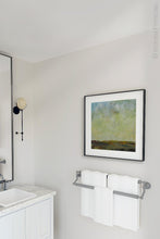 Load image into Gallery viewer, Square abstract landscape art &quot;Canary Winds,&quot; digital print by Victoria Primicias, decorates the bathroom.
