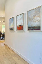 Load image into Gallery viewer, Gray abstract landscape art &quot;Casual Vacancy,&quot; digital art by Victoria Primicias, decorates the entryway.
