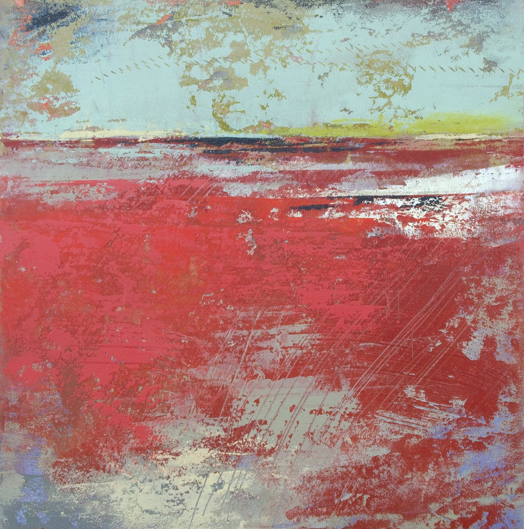 Red abstract ocean painting 