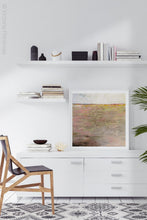 Load image into Gallery viewer, Pink abstract seascape painting &quot;Cherry Inlet,&quot; printable wall art by Victoria Primicias, decorates the office.
