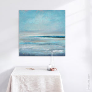 blue square abstract seascape painting