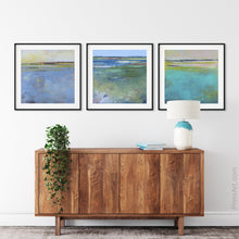 Load image into Gallery viewer, Coastal abstract beach wall art &quot;Color Dance,&quot; fine art print by Victoria Primicias, decorates the entryway.
