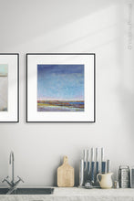Load image into Gallery viewer, Blue abstract beach wall art &quot;Confetti Chorus,&quot; fine art print by Victoria Primicias, decorates the kitchen
