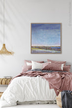 Load image into Gallery viewer, Blue abstract beach wall art &quot;Confetti Chorus,&quot; fine art print by Victoria Primicias, decorates the bedroom
