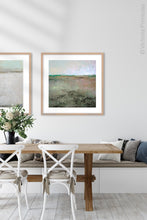 Load image into Gallery viewer, Zen abstract landscape painting &quot;Coral Belles,&quot; printable wall art by Victoria Primicias, decorates the dining room.
