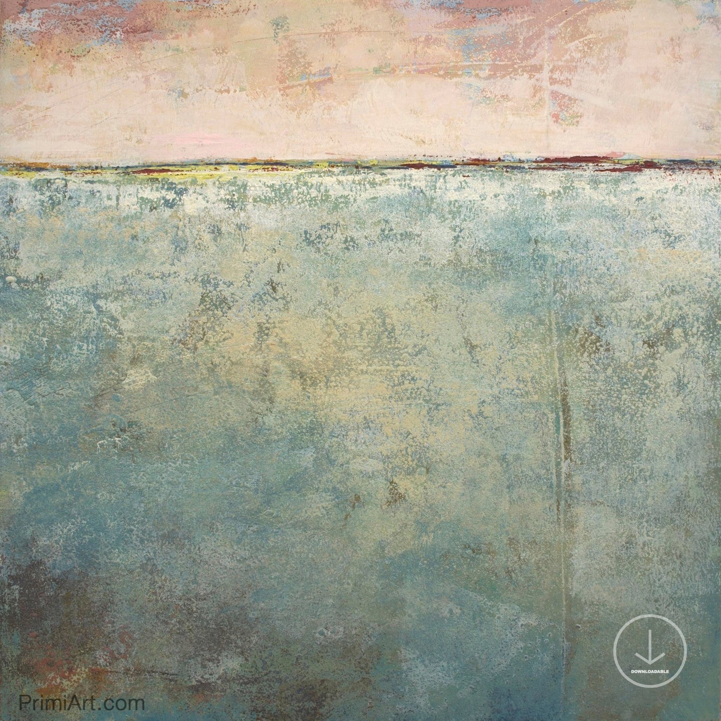Pink and teal abstract beach wall art 