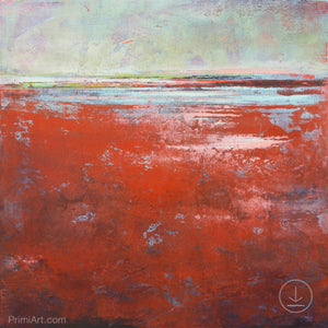Contemporary abstract seascape painting "Courage Point," printable wall art by Victoria Primicias
