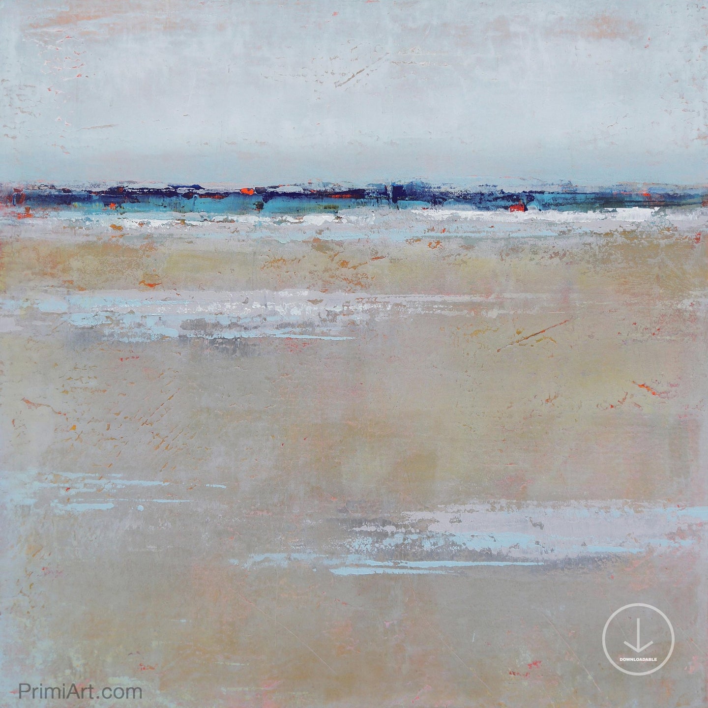 Beige muted abstract seascape painting 