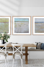 Load image into Gallery viewer, Beige muted abstract beach wall art &quot;Crib Sheets,&quot; digital download by Victoria Primicias, decorates the dining room.
