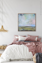 Load image into Gallery viewer, Large sky abstract landscape painting &quot;Delicate Dance,&quot; digital download by Victoria Primicias, decorates the dining room.
