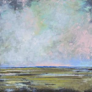 Coastal abstract landscape painting "Delicate Dance," giclee print by Victoria Primicias