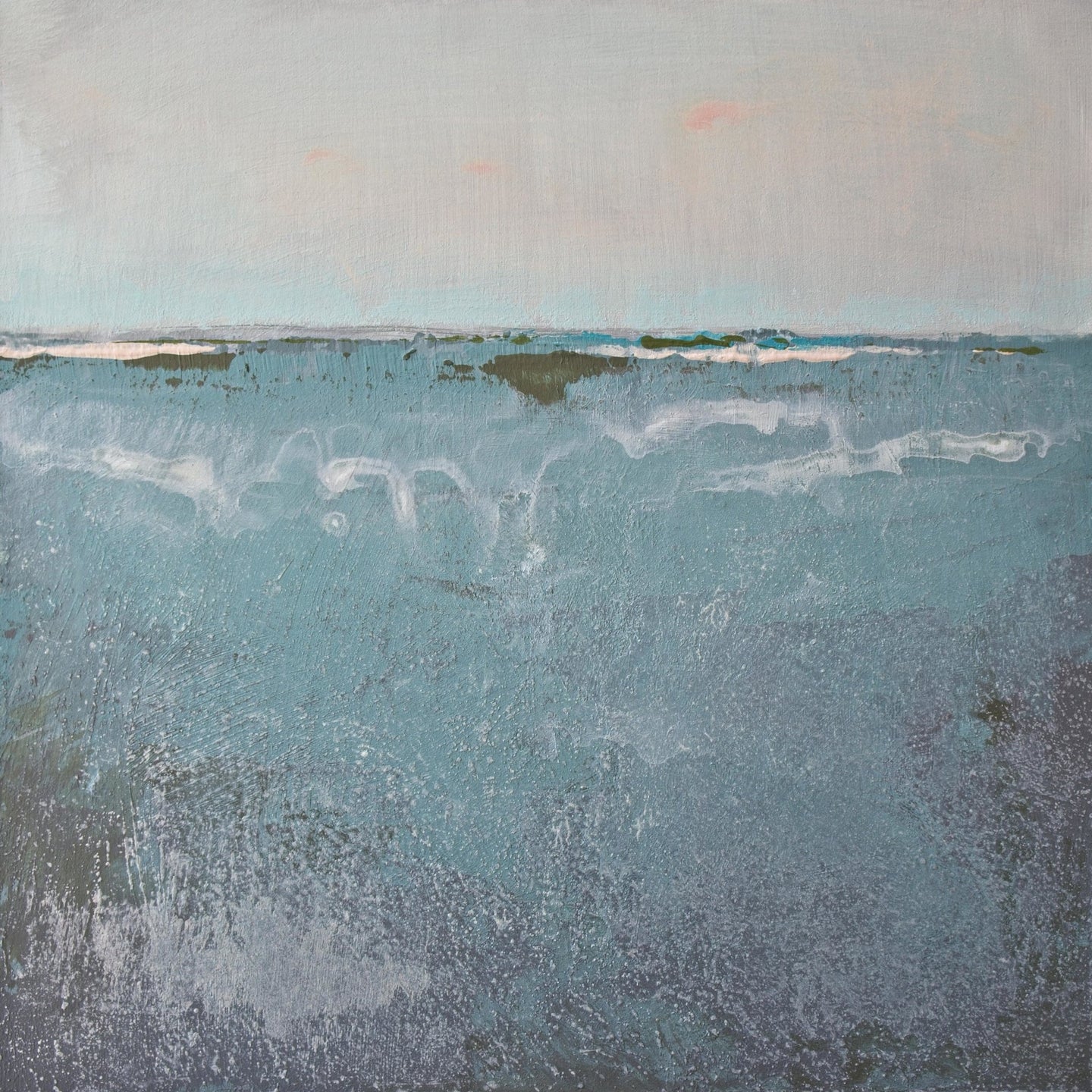 Teal abstract beach painting 
