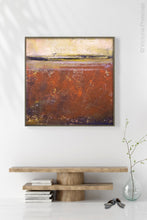Load image into Gallery viewer, Red abstract coastal wall decor &quot;Domino Shores,&quot; digital download by Victoria Primicias, decorates the hallway.
