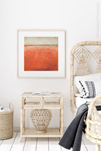 Load image into Gallery viewer, Square abstract beach wall decor &quot;Fading Light,&quot; printable wall art by Victoria Primicias, decorates the bedroom.
