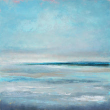 Load image into Gallery viewer, gray and blue abstract seascape painting 36x36
