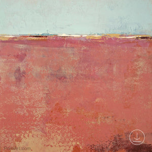 Minimalist abstract beach painting "Feral Tidings," digital art landscape by Victoria Primicias
