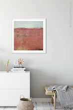 Load image into Gallery viewer, Red abstract beach painting &quot;Feral Tidings,&quot; canvas art print by Victoria Primicias, decorates the hallway.
