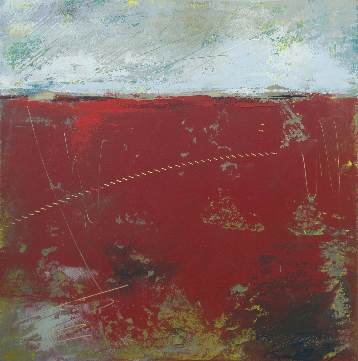 Large red abstract beach wall art 