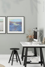 Load image into Gallery viewer, Contemporary abstract beach wall decor &quot;Final Episode,&quot; digital art landscape by Victoria Primicias, decorates the office.
