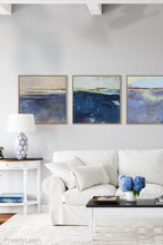 Load image into Gallery viewer, Contemporary abstract beach wall decor &quot;Final Episode,&quot; digital artwork by Victoria Primicias, decorates the living room.
