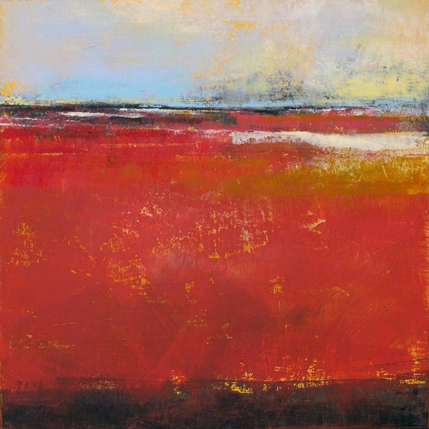 Large red abstract beach wall decor 