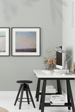 Load image into Gallery viewer, Large abstract landscape art &quot;Flaming June,&quot; printable wall art by Victoria Primicias, decorates the office.
